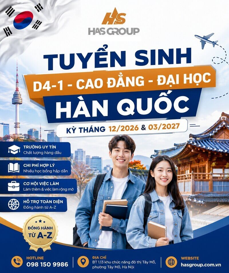 Tuyển sinh du học Hàn Quốc kỳ tháng 12/2026 và tháng 3/2027